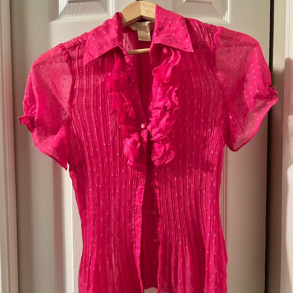 Elegant Pink Ruffled Women's Top